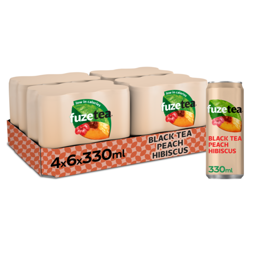 Fuze Tea Black Tea Peach Hibiscus Blik 4 x 6 x 0.33L